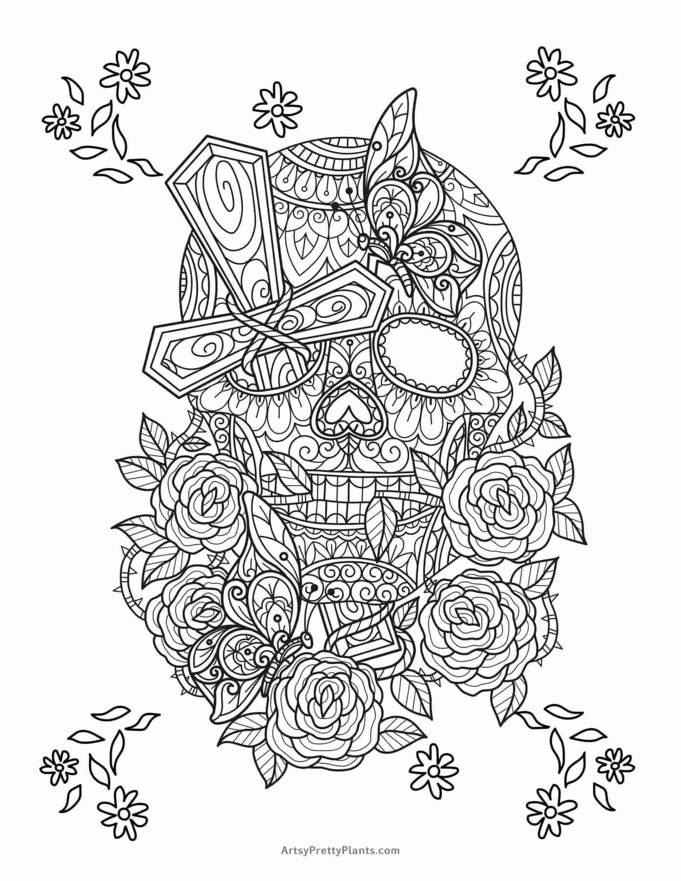 Sugar Skull Coloring Pages 08 Scaled 