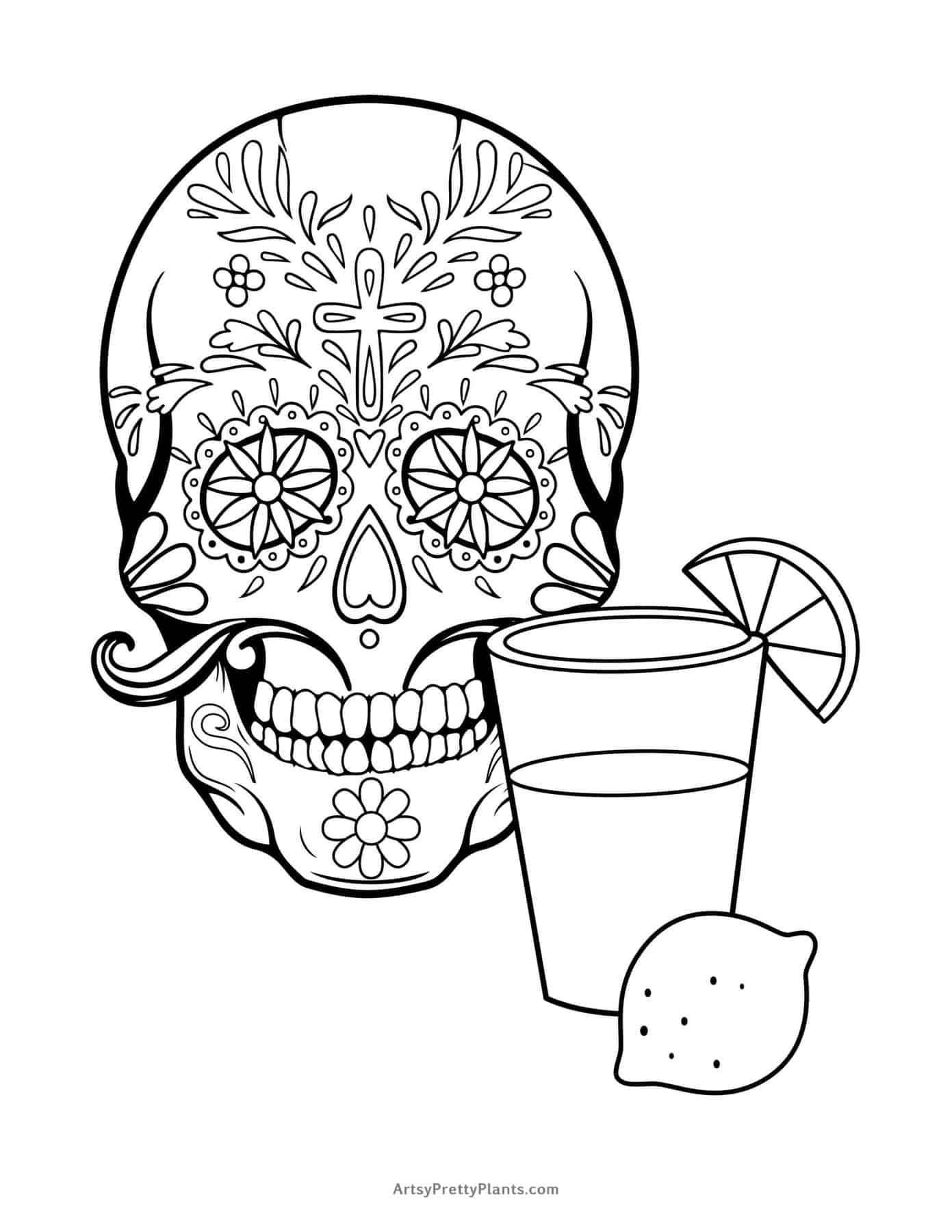 Sugar Skull Coloring Pages 09 Scaled 