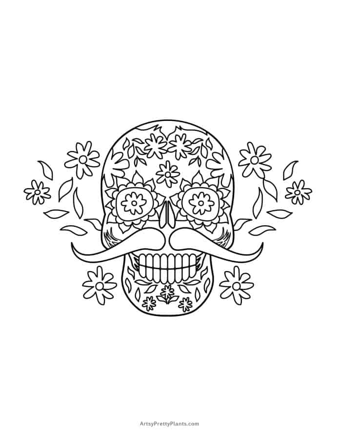 Floral Skull Coloring Pages, Set of 3 Printable Coloring Sheets