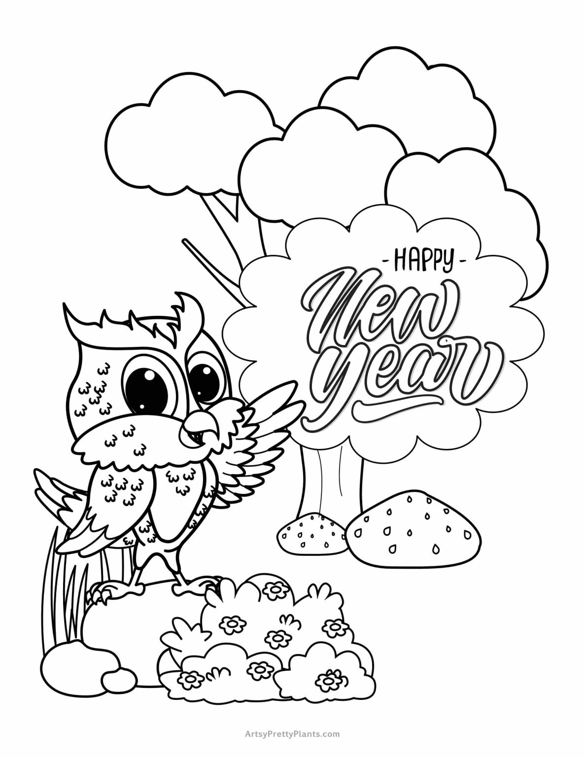 30 New Year Coloring Pages –Free Printables - Artsy Pretty Plants