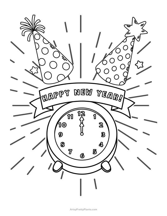 30 Free New Year Coloring Pages –Printable - Artsy Pretty Colors