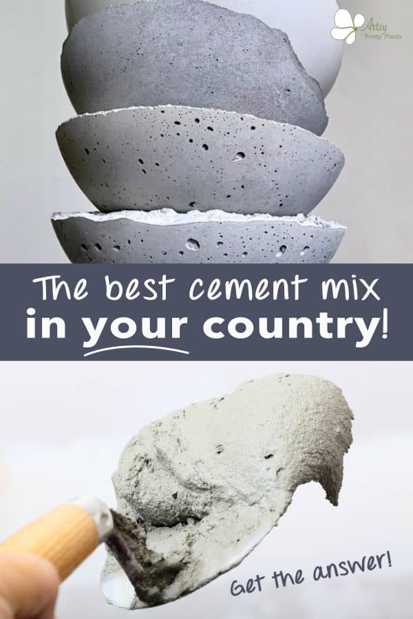 photo of stacked concrete bowls with another photo below of wet cement mix. Text says "the best cement mix in your country".