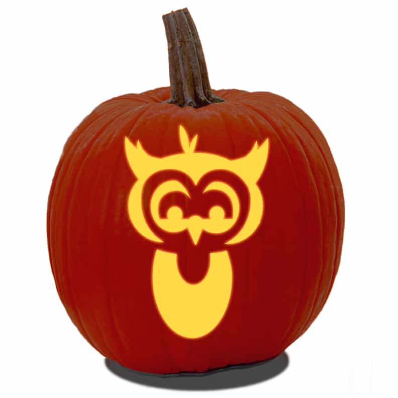 A cute owl pumpkin carving pattern stencil.