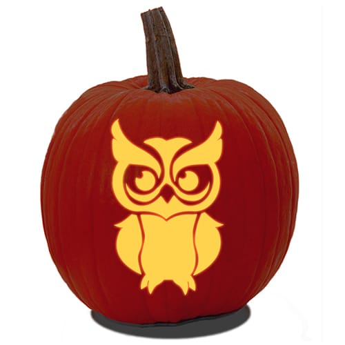 An owl pumpkin carving pattern stencil.