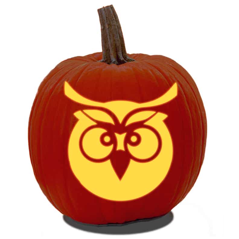 A simple owl pumpkin carving pattern stencil.
