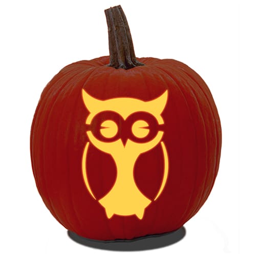 A free owl pumpkin carving pattern stencil of a great horned owl.