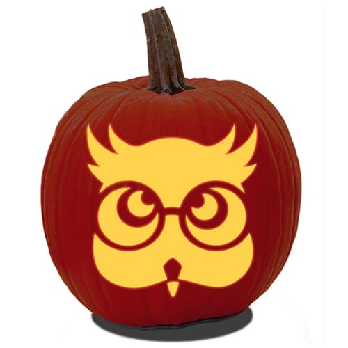 A funny, wise owl pumpkin carving pattern stencil.