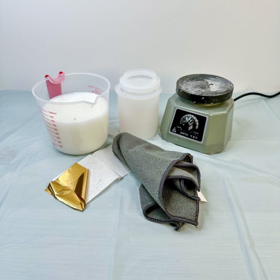 General materials for making a concrete candle jar.