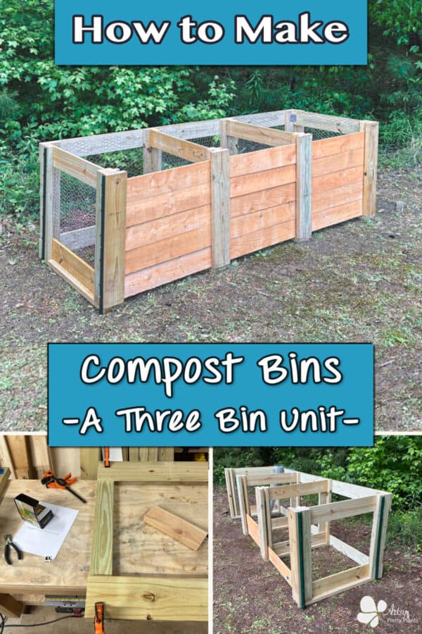 a large compost bin unit with photos of different process steps.