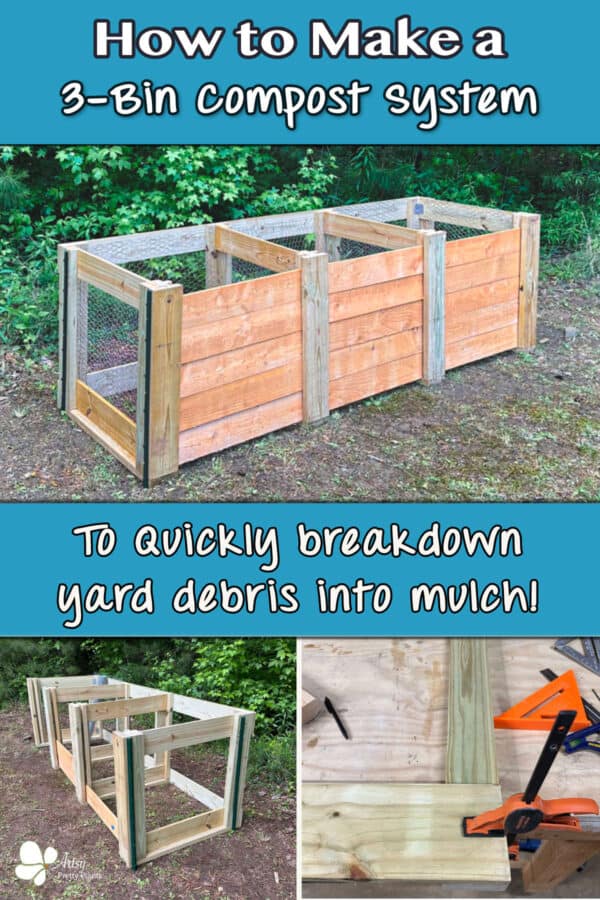 A compost bin system that shows how efficient a 3 bin system can be.