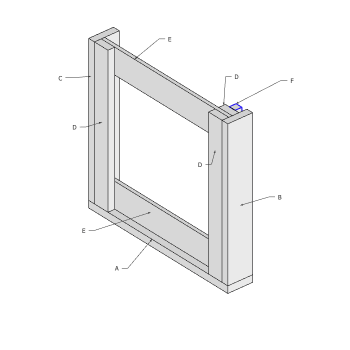 The location for the piece that holds the slat doors.